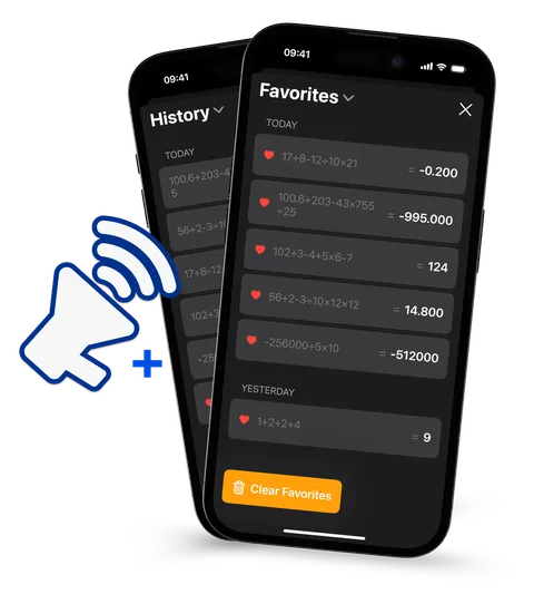 History and Favorites screens in Simple Voice Calculator